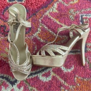 Gold platform heels - touch ups brand